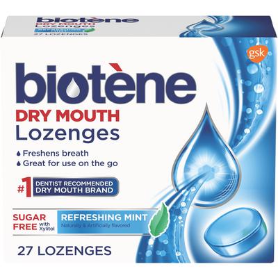 Biotène Dry Mouth Lozenges, Sugar-Free with Xylitol, Refreshing Mint, 27/Box, 12 Boxes/Case