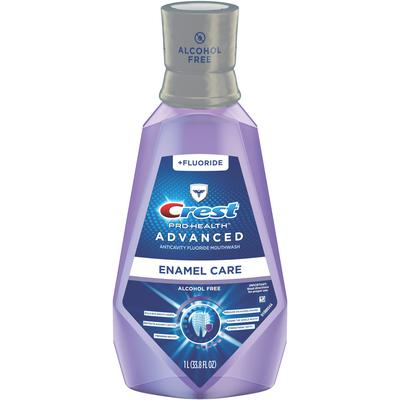Crest Pro-Health Advanced Enamel Care Mouthwash, Fresh Mint, Alcohol Free, Fluoride, 1 Liter Bottle, 6/Case