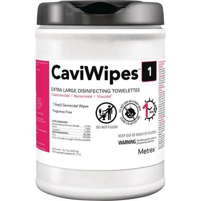 CaviWipes1™ Surface Disinfectant Towelette Wipes, Extra Large, 9" x 12", 65/Canister, 13-5150
