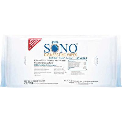 SONO Disinfecting Wipes, 7" x 8", Soft Pack, 80/Pkg