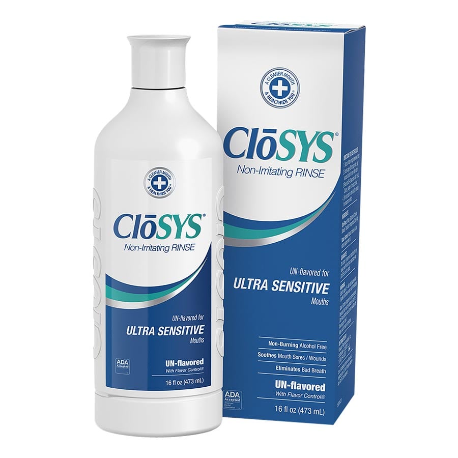 Closys Unflavored Oral Rinse, 16 oz, 2C-16-12RU