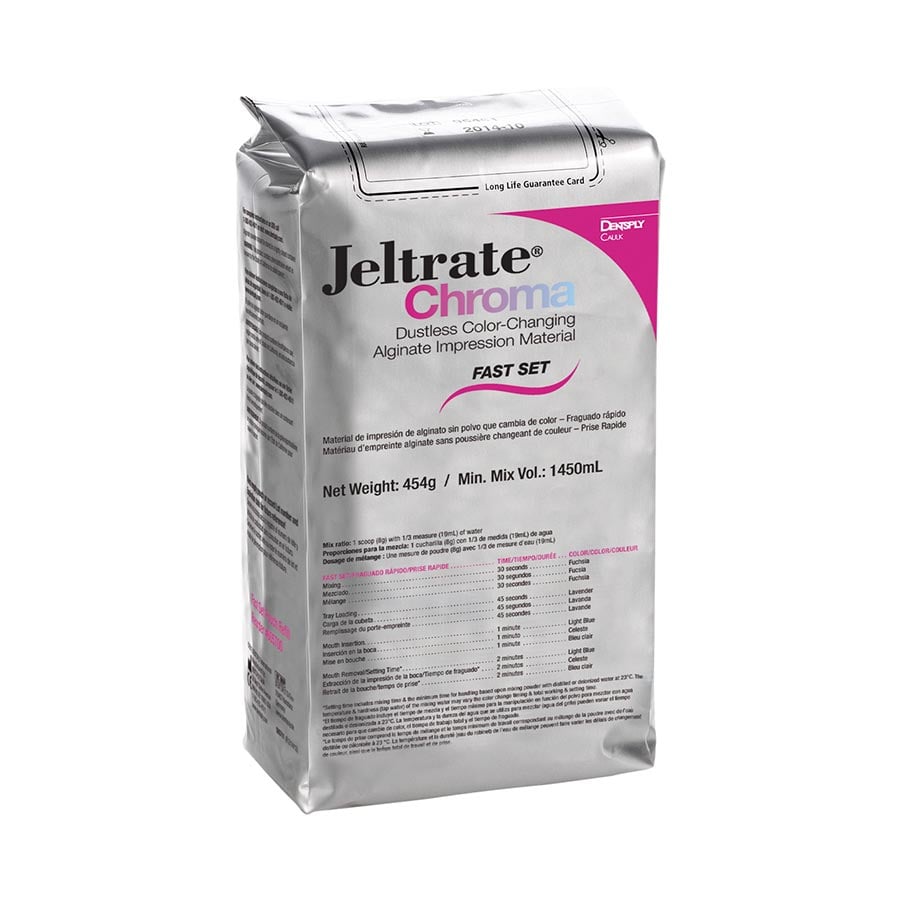 Jeltrate Chroma Dustless Color-Changing Alginate Impression Material, Fast Set, Spearmint, 1 lb (454 g) Pouch, 605700