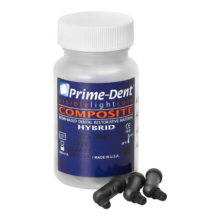 Prime-Dent Light-Cure Hybrid Composite, Shade C1, 0.2g Compules, 20/Pk, 001-019C1