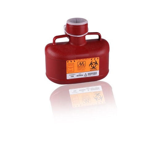 Medegen Sharps-Tainer Locking Sharps Container, Nonstackable, Polypropylene, Red, 4.8 Qt, Small, 184