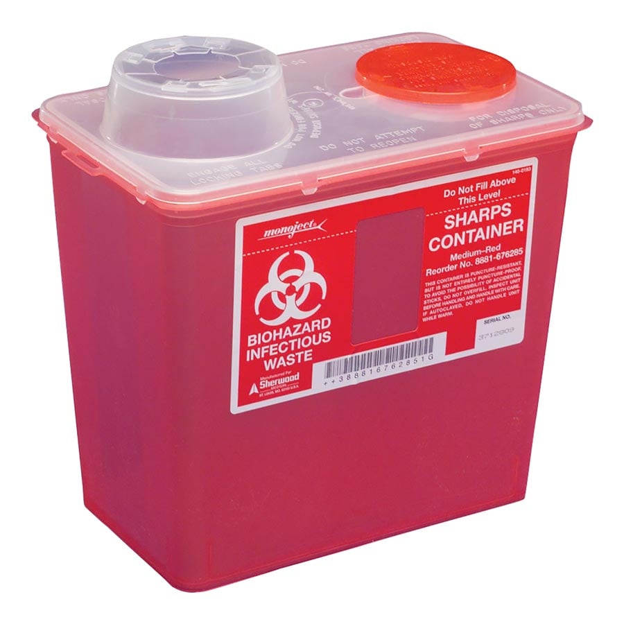 Oak Ridge Products Chimney Top Sharps Container, 8 Qt, Red