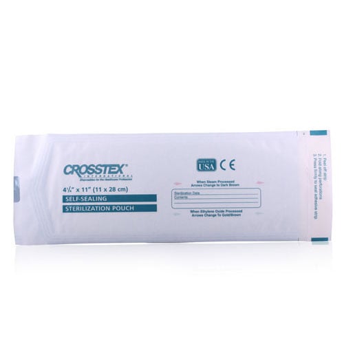 Crosstex DuoCheck Self-Sealing Sterilization Pouches, 4.25" x 11", SCB1X