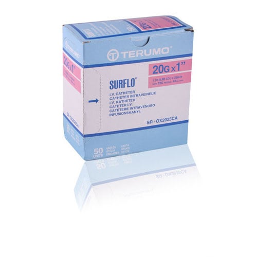 Terumo Surflo ETFE IV Catheter, 24G x 3/4", Yellow, 50/Box, 3SR-OX2419CA