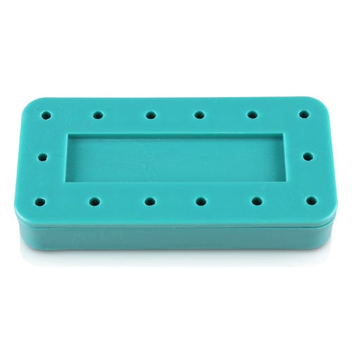 Plasdent Magnetic Rectangular Bur Block, 14 Holes FG/RA, Teal, 400BR14