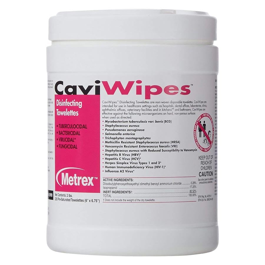 CaviWipes Disinfecting Towelettes, 220 Wipes per Canister, #10-1090
