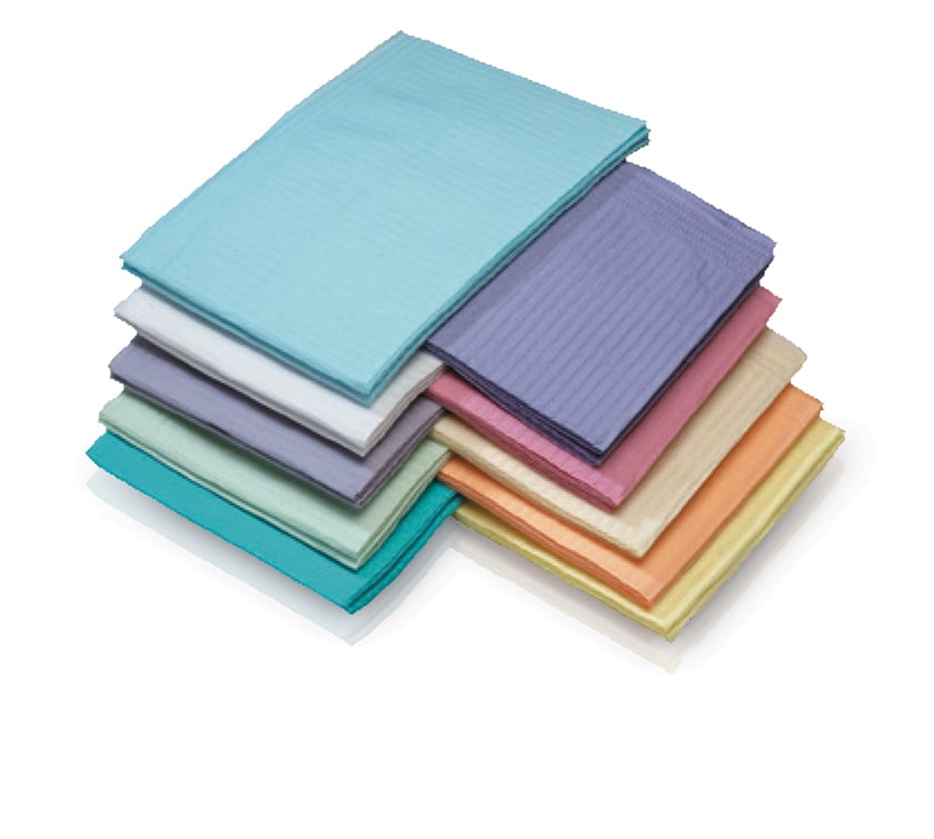 Medicom SafeBasics Dry-Back Plus Dental Bibs, 3-Ply Tissue + 1-Ply Poly, Beige, 13" x 18", 500/Case, 8387