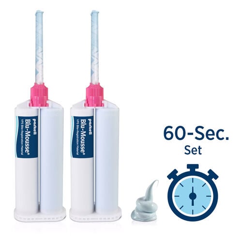 Parkell Blu-Mousse 60 VPS Bite Registration, 60-Second Set, 50ml Split Cartridge, 2/Pack, S440S