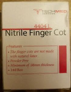 Tech-Med Nitrile Finger Cots, X-Large, Powder-Free, Latex-Free, 144/Box, 4404XL