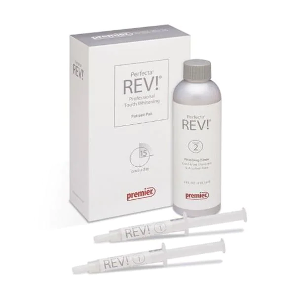 Perfecta REV! Patient Pak, 14% Hydrogen Peroxide, Mint Flavored, Take-Home Whitening System, 2 x 3cc Syringes, 4oz Finishing Rinse