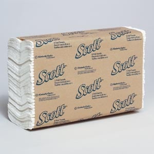 Scott C-Fold Towels, 40% Recycled Fiber, White, 2400/Case (12 Sleeves of 200), 01510