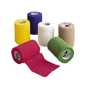 3M Self-Adherent Wrap 1583A, 3 Inch x 5 Yards, Assortment Pack (Red, Blue, Green, Yellow, White, Tan), 2 Rolls, 12/cs