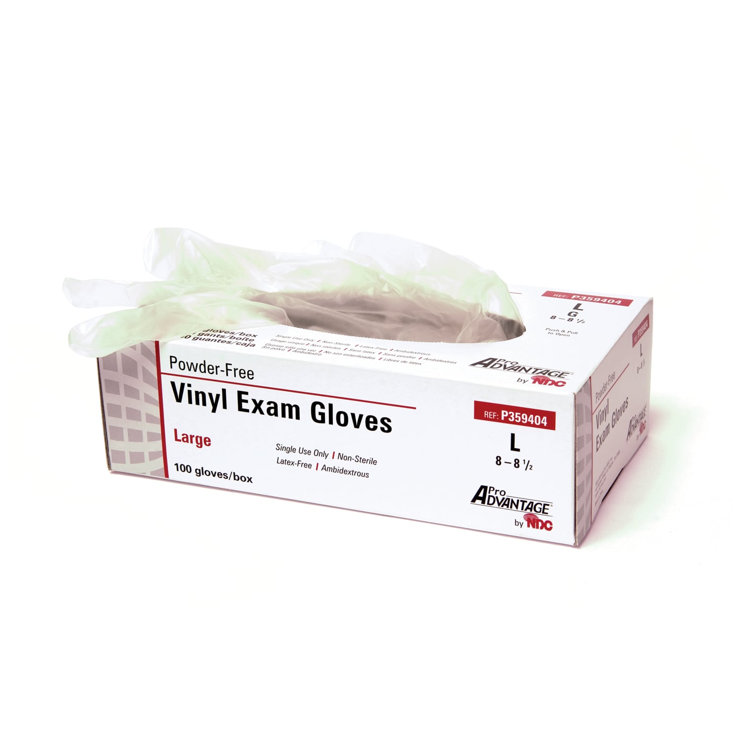 NDC Vinyl Exam Gloves, Powder Free, Large, 100/Box, 10 Boxes/Case, 01KEZKNT72W92A0XYC5MDDNC88