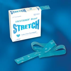 BD Vacutainer Stretch Latex-Free Tourniquet, 18x1", Blue, Disposable, Non-Sterile, 25/Box, 367203