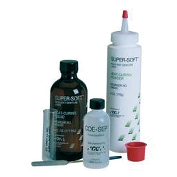 GC America Super-Soft Professional Package Soft Denture Reline Material, 6 oz Powder and 6 oz Liquid, 348001