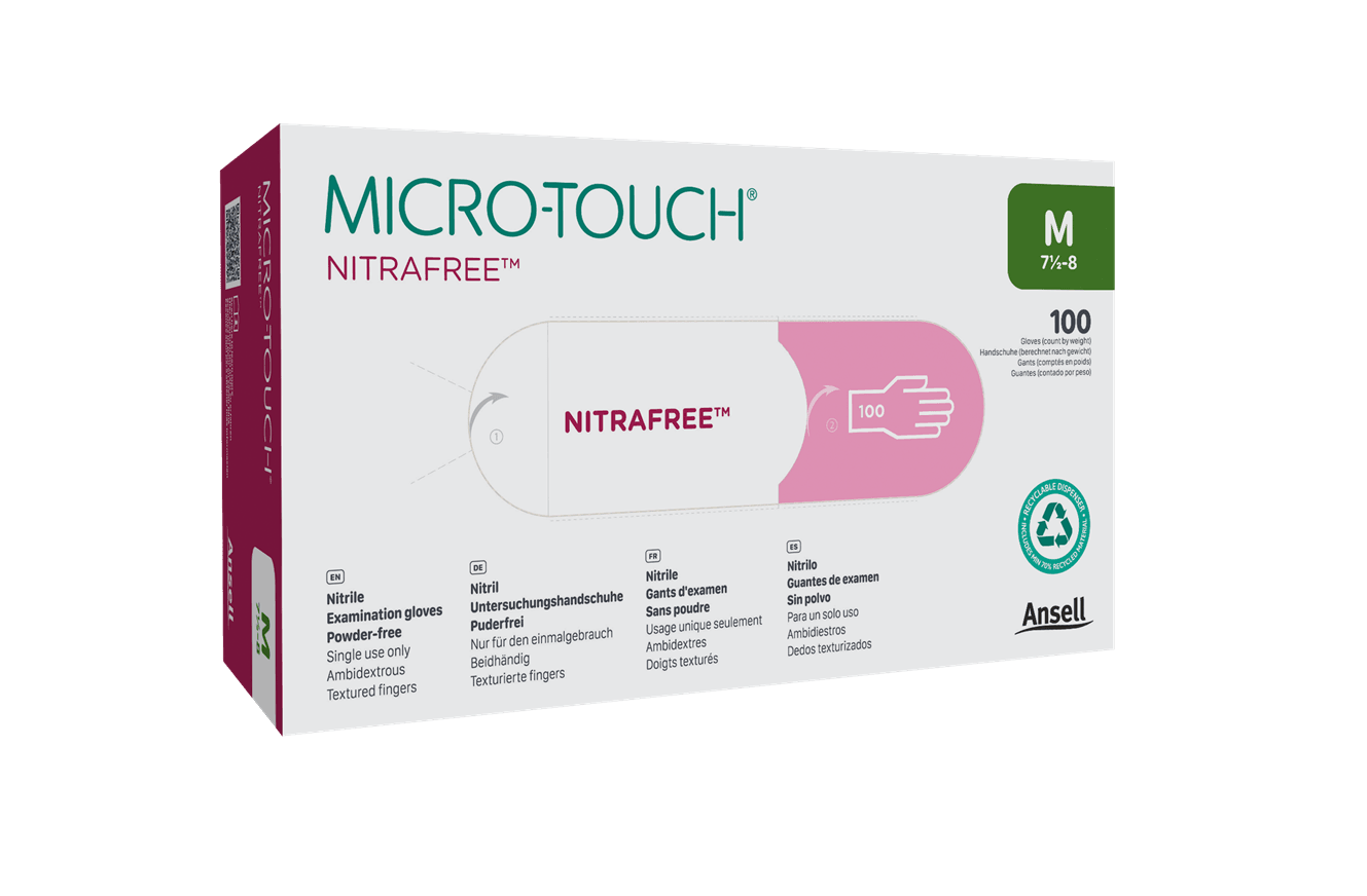 Micro-Touch NitraFree Pink Nitrile Exam Gloves, Powder Free, Non-Sterile, X-Small, 100/Box, 6034510