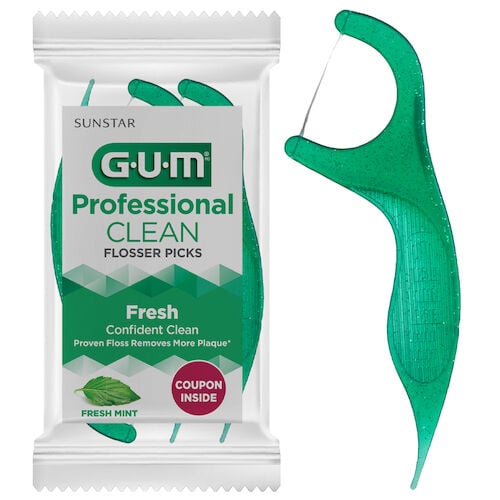 GUM Professional Clean Flossers, Fresh Mint, 3/Pack, 48 Packs/Box, 891PR
