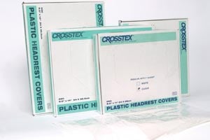 Crosstex Headrest Cover, Plastic, Jumbo, 9.5" x 14", White, 250/Box, L3CPW