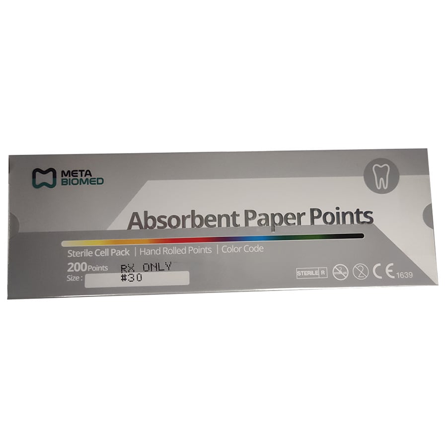 Meta Biomed Absorbent Paper Points ISO #25, .02 Taper, Cell Pack, 200/Box, RCP025200C-P61