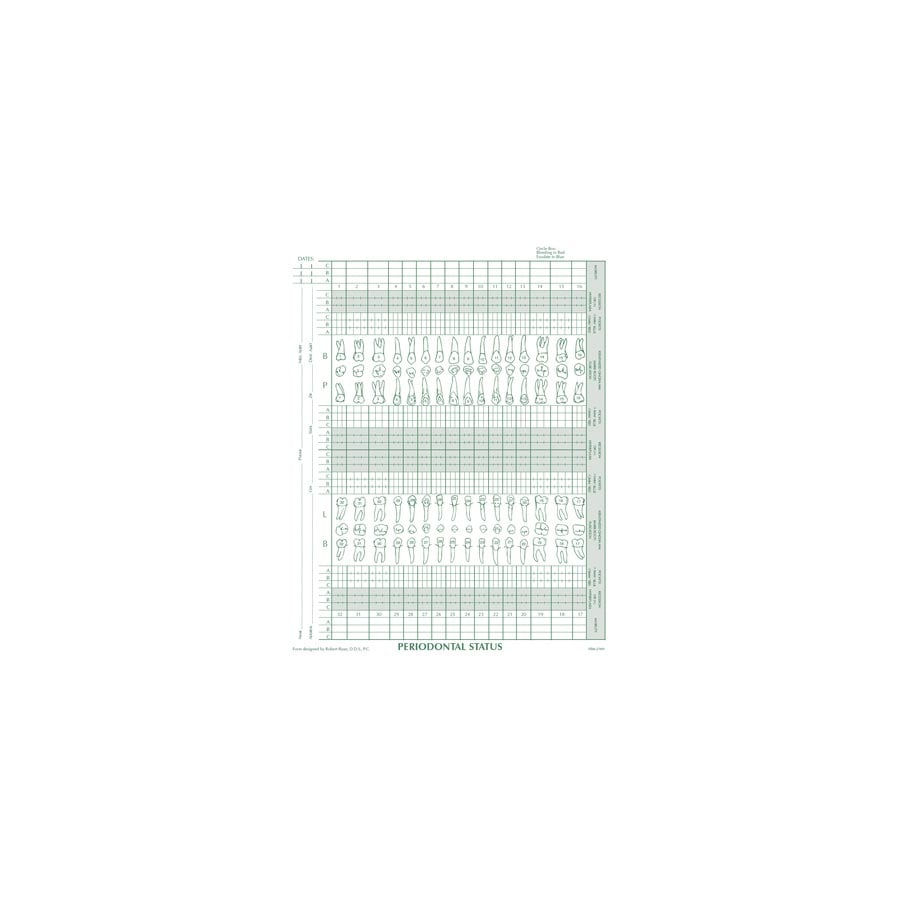 Choice Periodontal Status Chart, 1-Sided, Drill Holes, 70# Offset, 100/Box