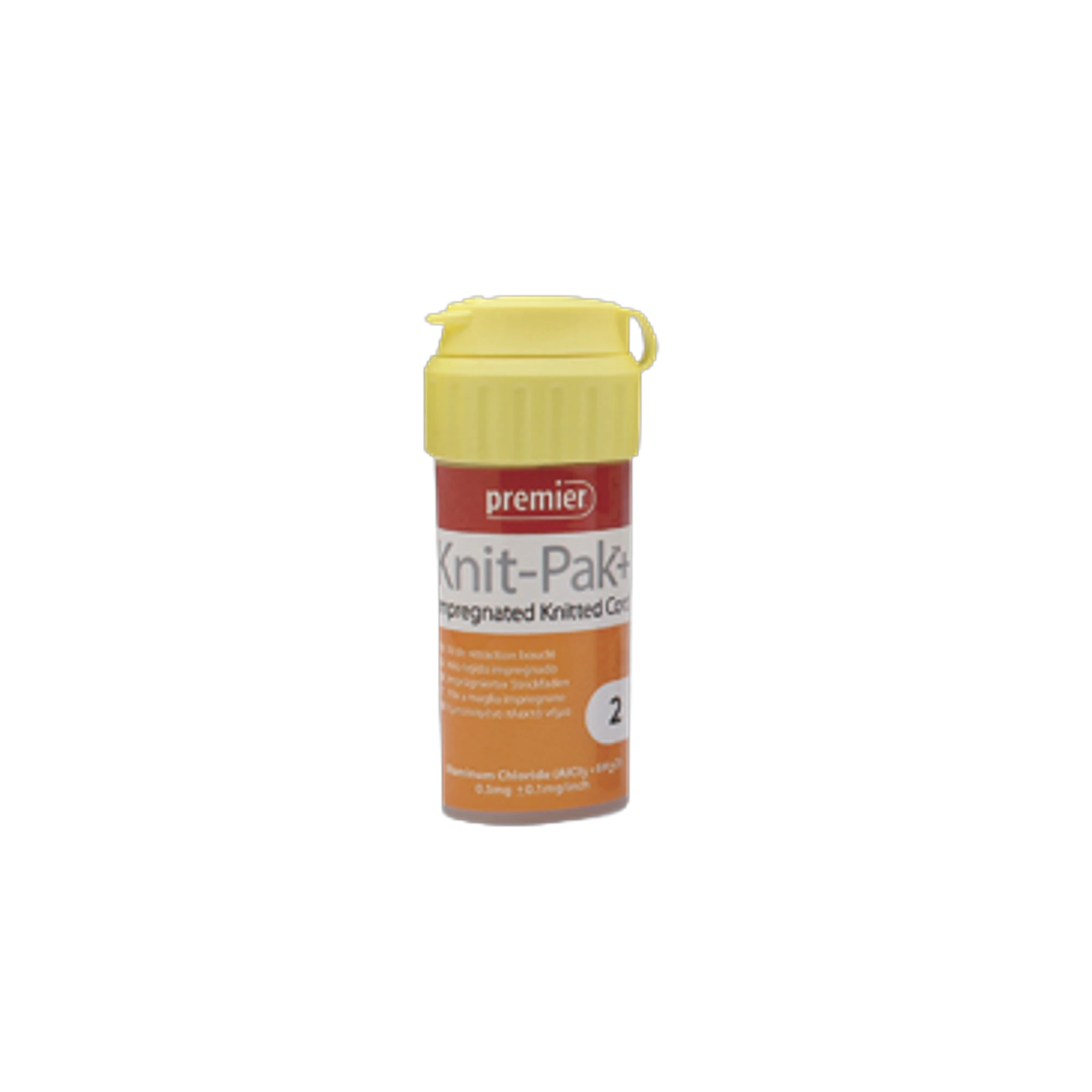 Knit-Pak+ Impregnated Knitted Gingival Retraction Cord, Aluminum Chloride, Size 2, Orange, 100", 1/Pk, 9007565