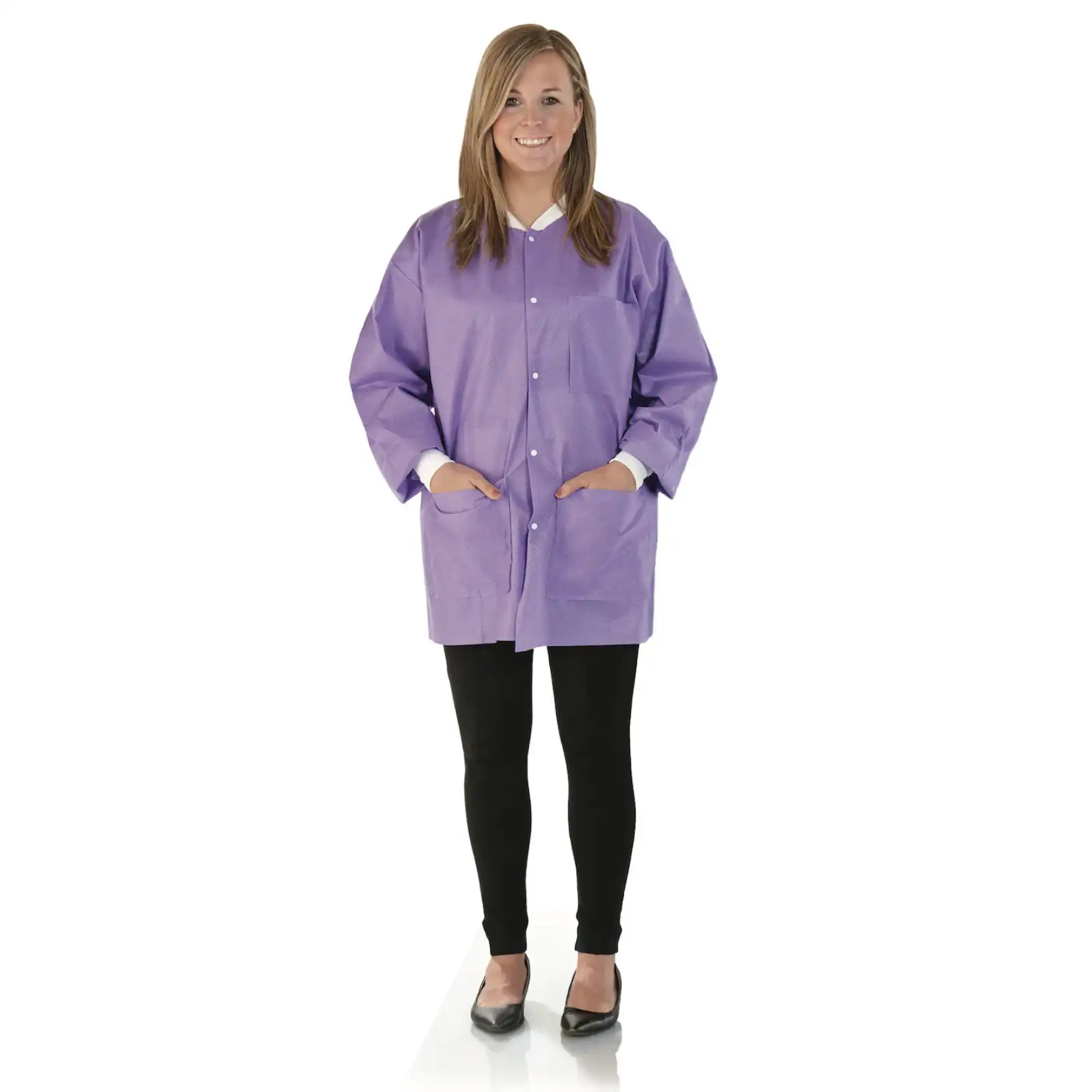 SafeWear™ Hipster Jacket, Plum Purple, X-Small, Latex-Free, Fluid Resistant, AAMI Level 2, 12/Pk, 8103-XS