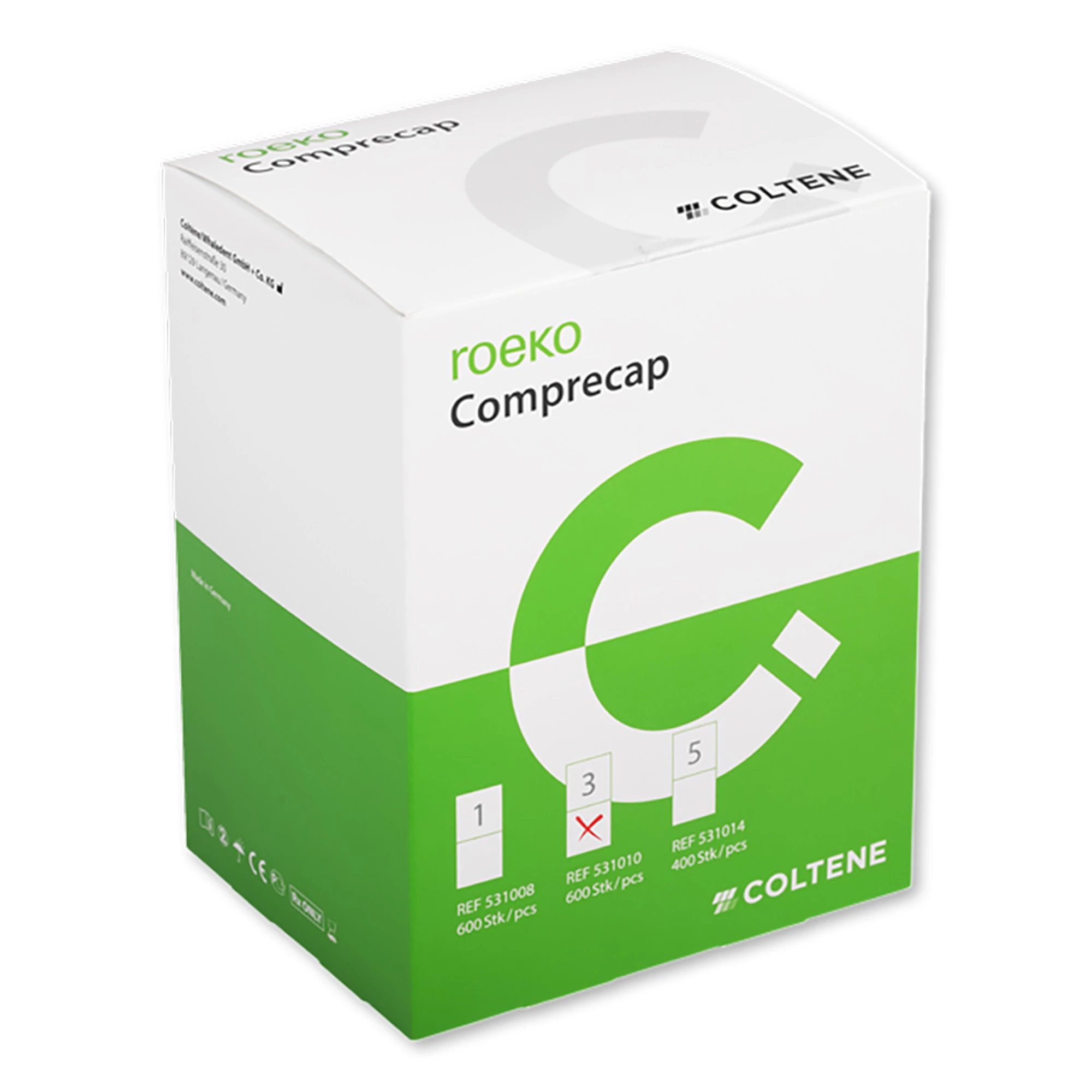 Roeko Comprecap Compression Caps, Size 3, Medium, 10 mm, Refill, 600/Box, 531010