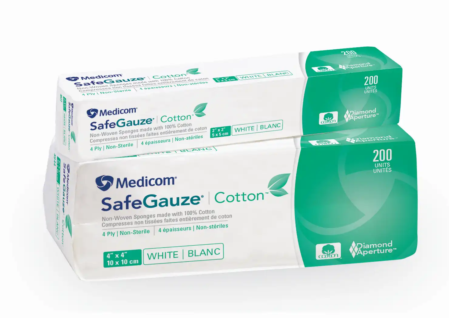 SafeGauze Cotton Non-Woven Sponges, Non-Sterile, 4-Ply, 4" x 4", 2000/Case, 4844