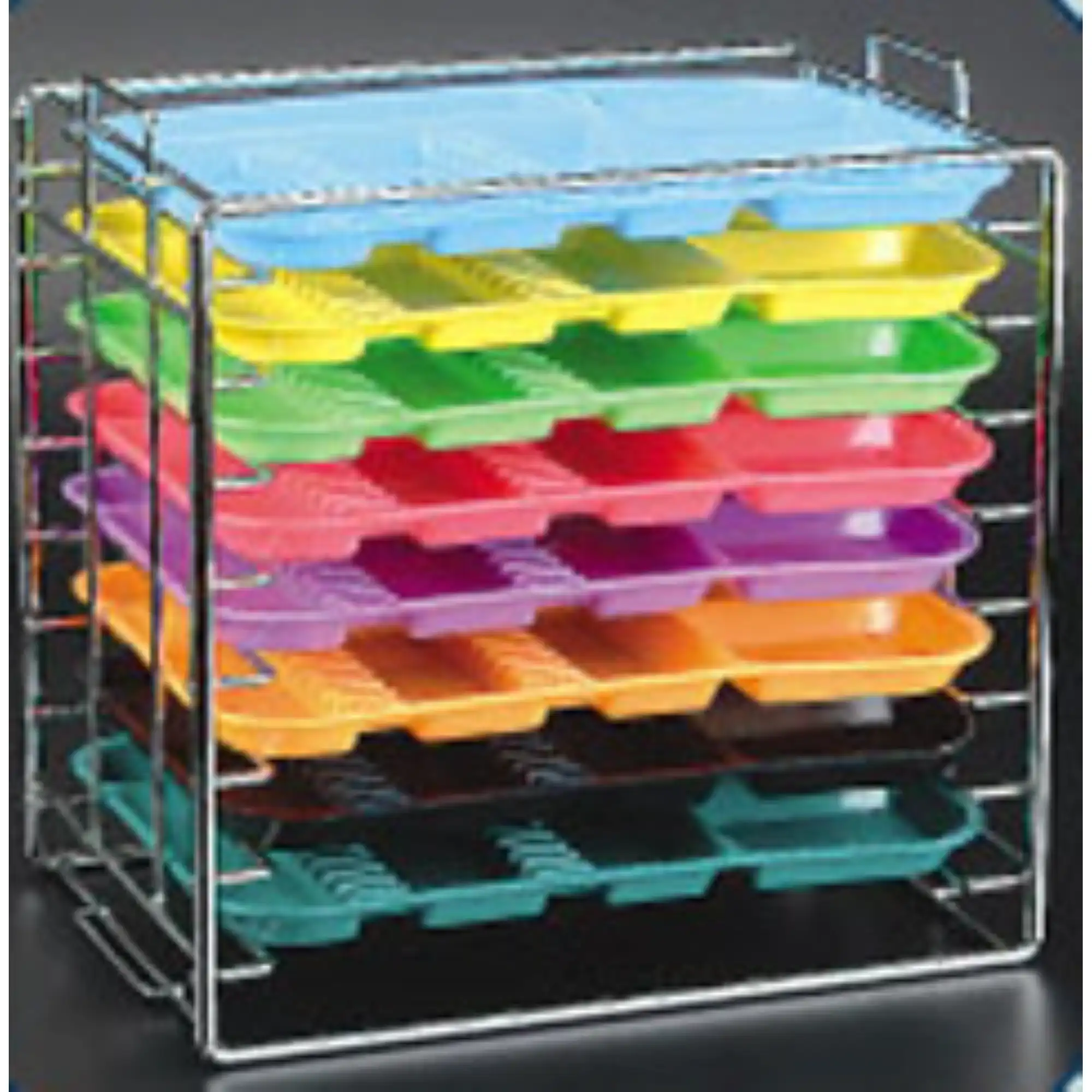 Plasdent Chrome Tray Rack for Size D Trays, Long Side Loading, Stackable, 8 Tray Capacity, 14-1/2"W x 9-3/4"D x 14-1/8"H, 300TRD