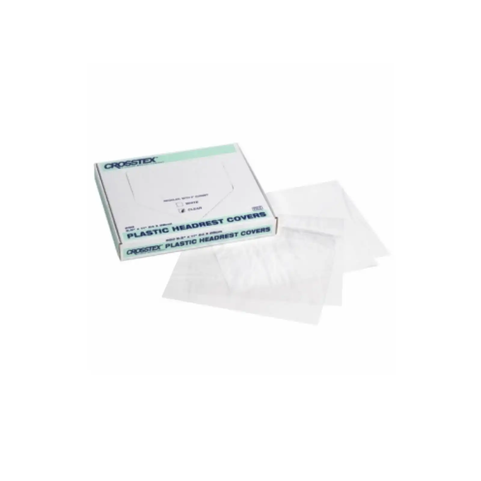 Crosstex Plastic Headrest Covers, Jumbo, 9.5" x 14", Clear, 250/Pk, L3CP