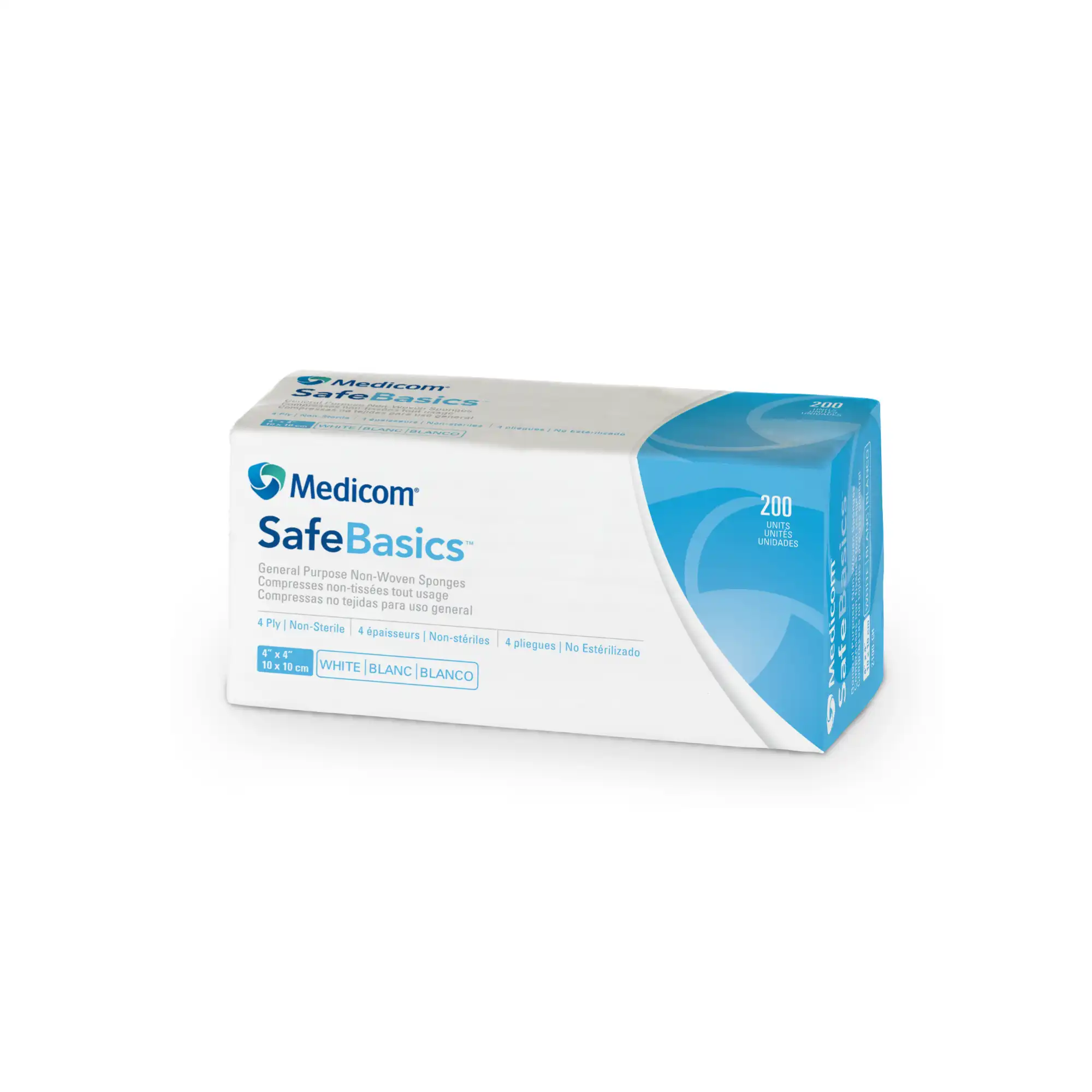 SafeBasics Non-Woven Sponges, Non-Sterile, 4-Ply, 4" x 4", 2000/Case, 2100-CH