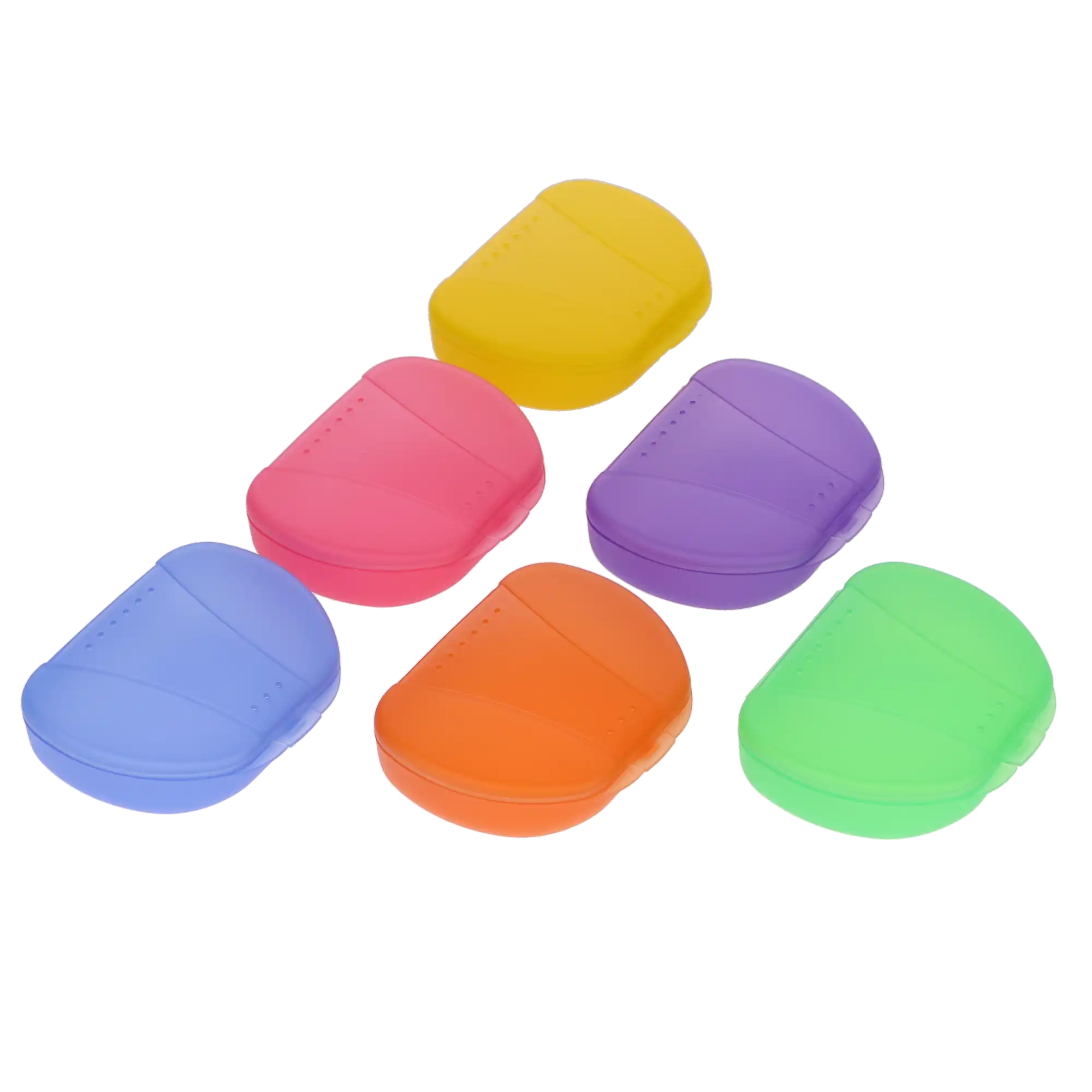 Plasdent Translucent Tropical Retainer Boxes, Snap Closure, Vented Lid, 7/8" Deep, Assorted Colors, 12/Box, TC2002-TCA