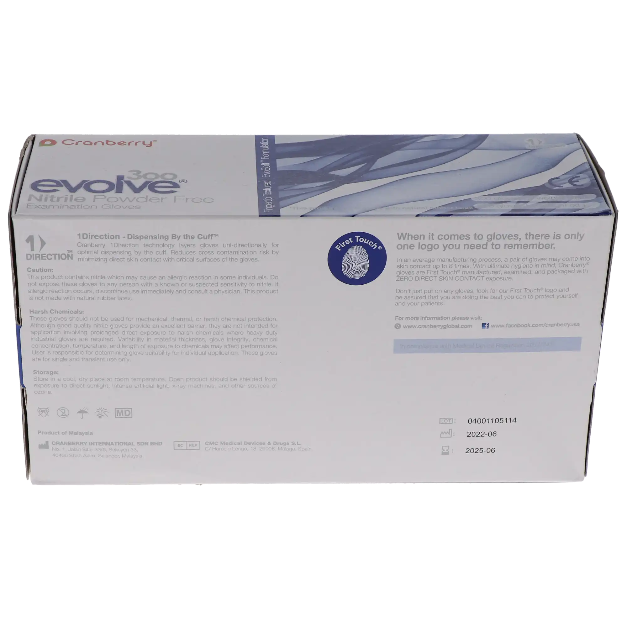 Cranberry Evolve 300 Nitrile Exam Gloves, Powder-Free, Medium, Royal Blue, Textured, 300/Box, CR3307