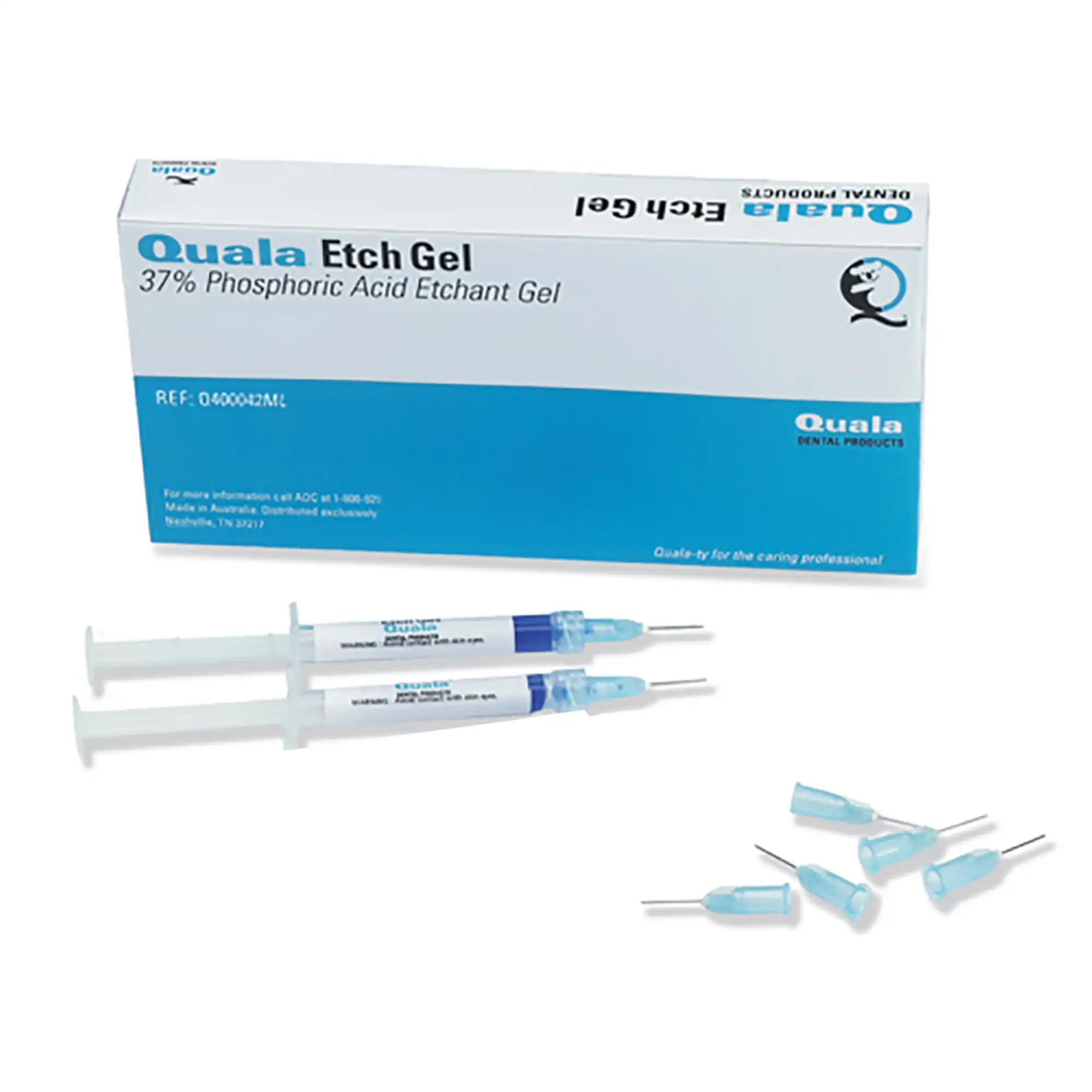 Quala Etch Gel Jumbo Kit, 37% Phosphoric Acid Blue Gel, 2 x 30 mL Syringes, 50 Tips, 3 Empty 3 mL Syringes, 1 Connector, Q40030