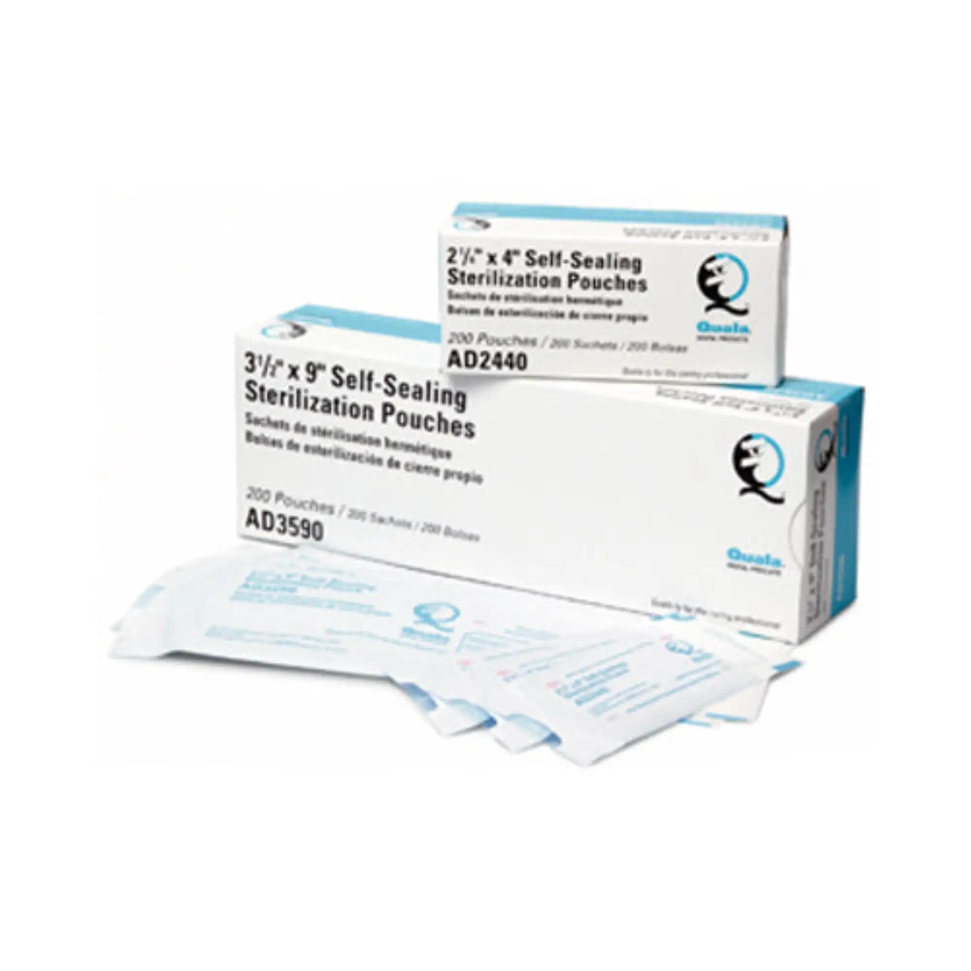 Quala Dual Indicator Sterilization Pouches, 3-1/2" x 9", 500/Box