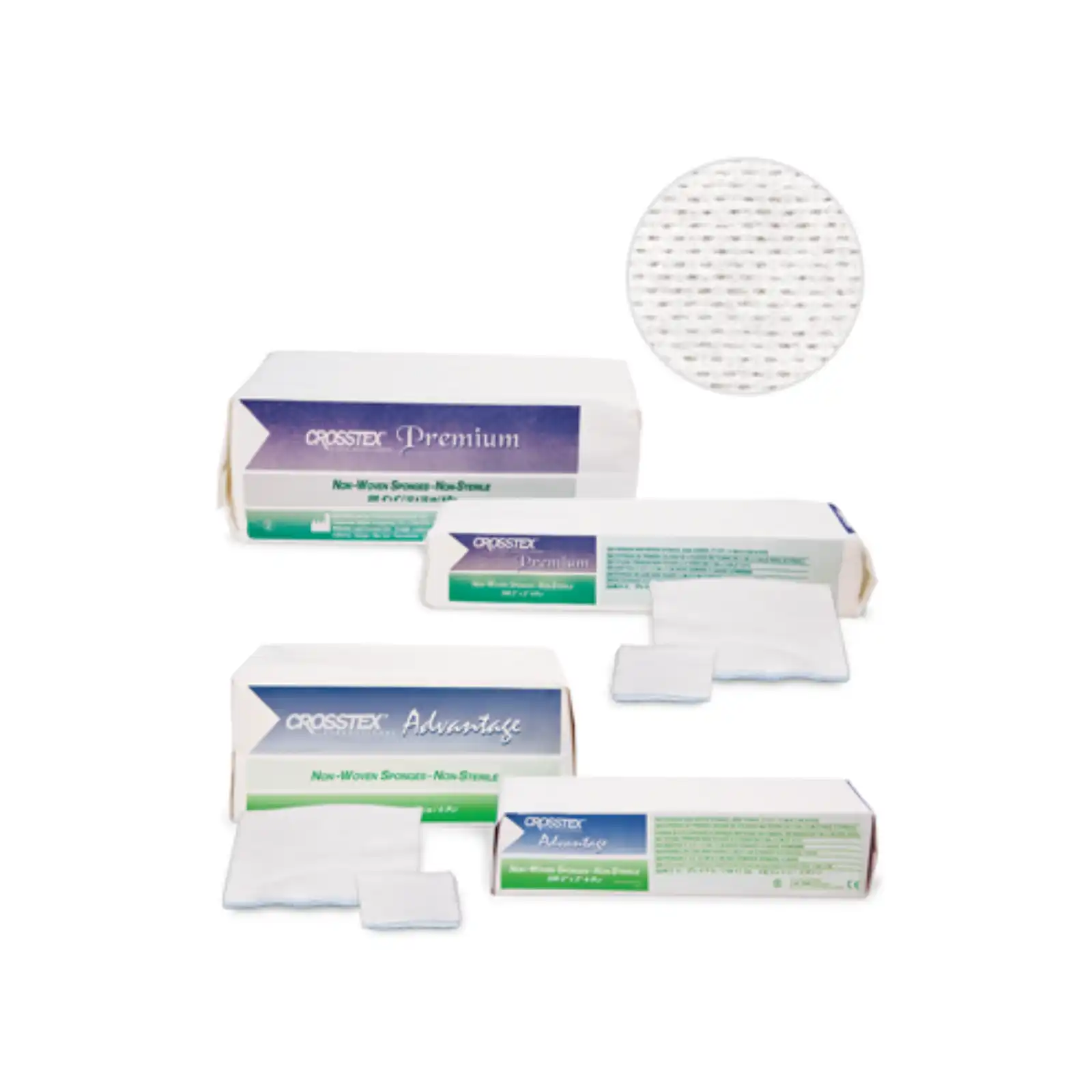 Crosstex Premium Non-Woven Gauze Sponges, 2" x 2", 4-Ply, Non-Sterile, 50 g, 4000/Case, ENCNW4K