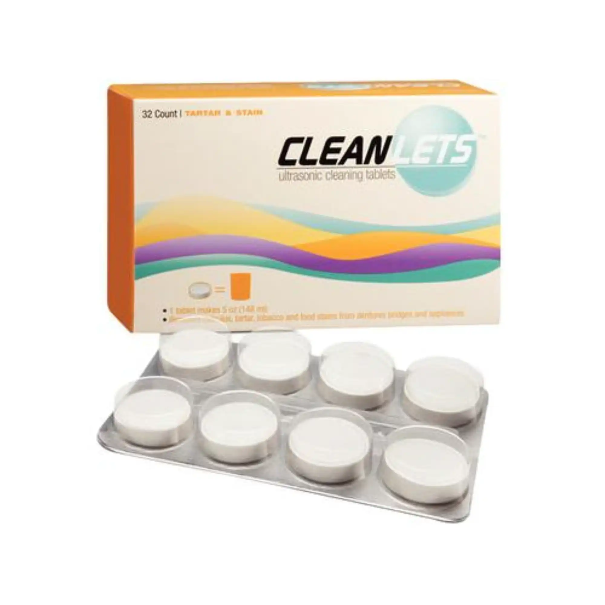 Cleanlets Tartar & Stain Ultrasonic Cleaning Tablets, Neutral pH, 32/Box, 21505