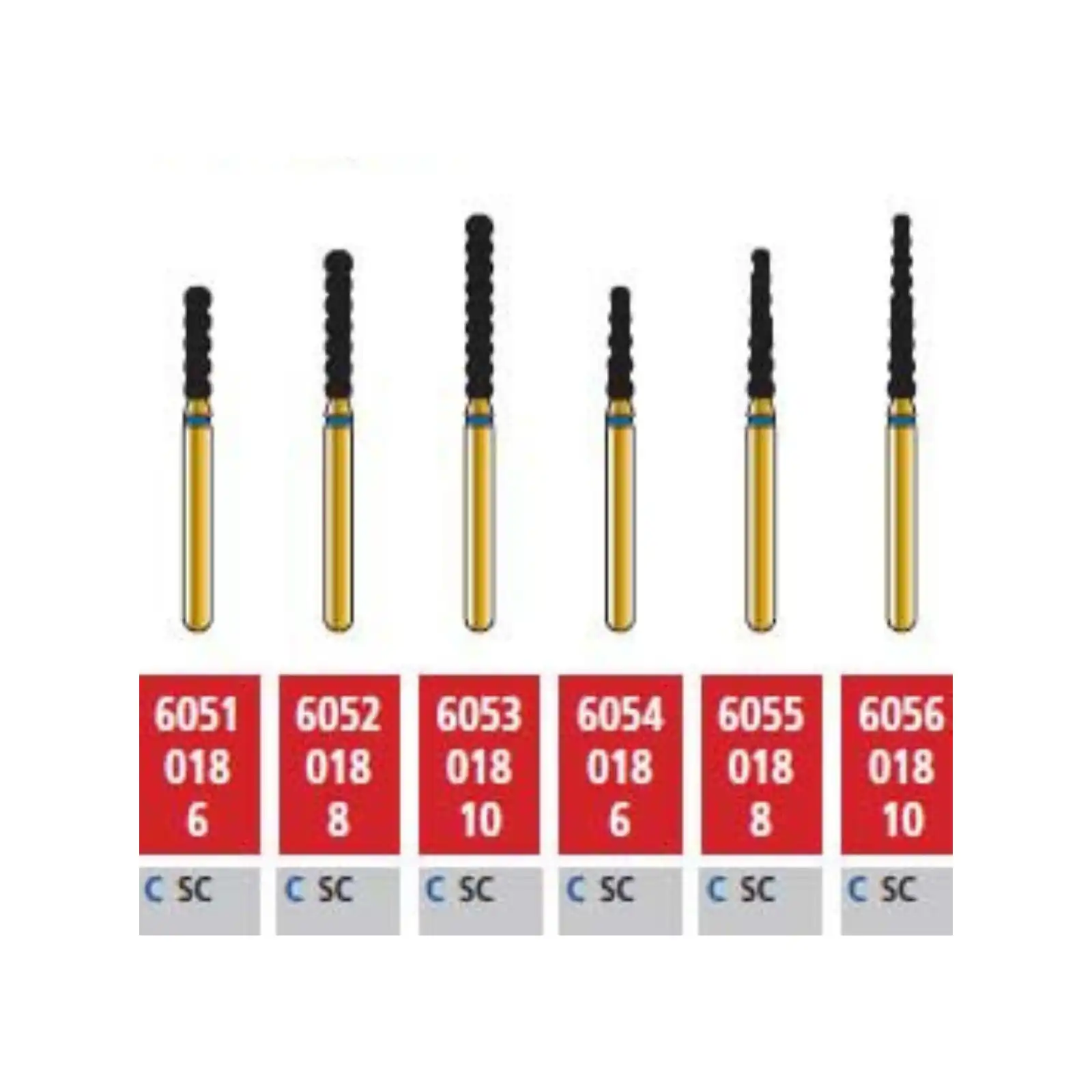 Alpen Multilayer Diamond Bur, FG, Striated Cylinder #6051, 1.8 mm, Super Coarse, Black, 5/Pk, R6051SC018FG
