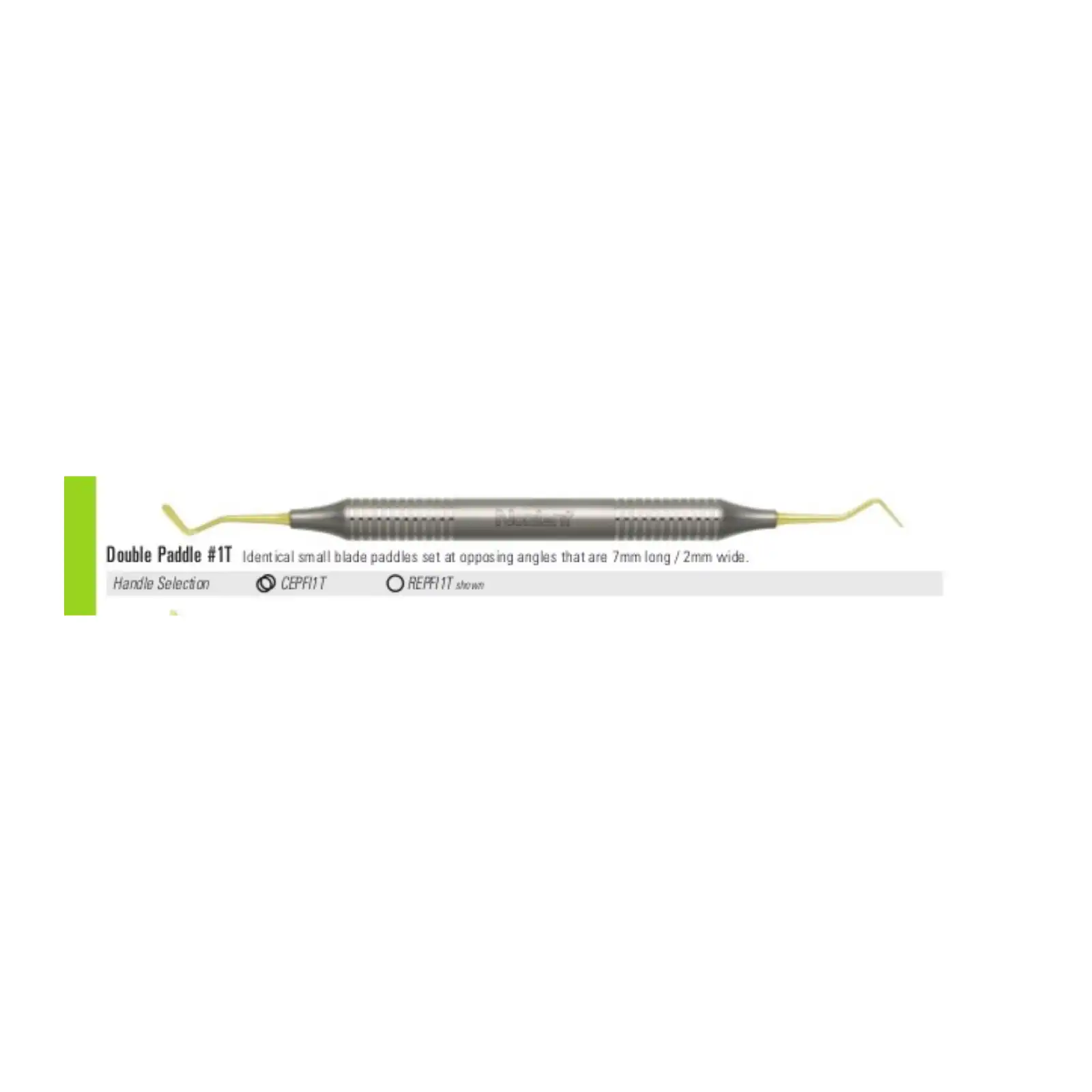 Nordent Composite Placement Instrument, Double Paddle #1T, 0°/90°, Titanium Nitride Coated, DuraLite ColorRings Handle, Double End