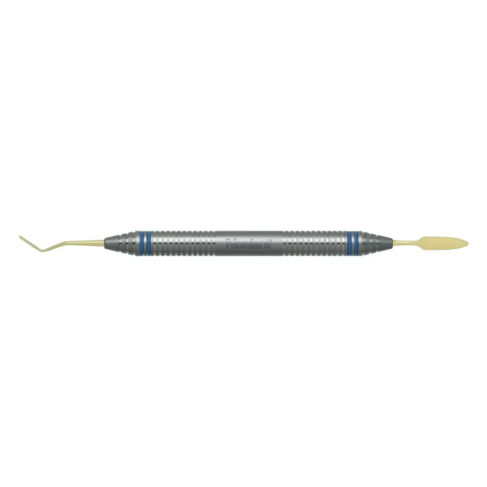 Nordent Composite Placement Instrument, Double-Ended, Spatula/Paddle #9, Titanium Nitride Coated, DuraLite ColorRings Handle, Stainless Steel