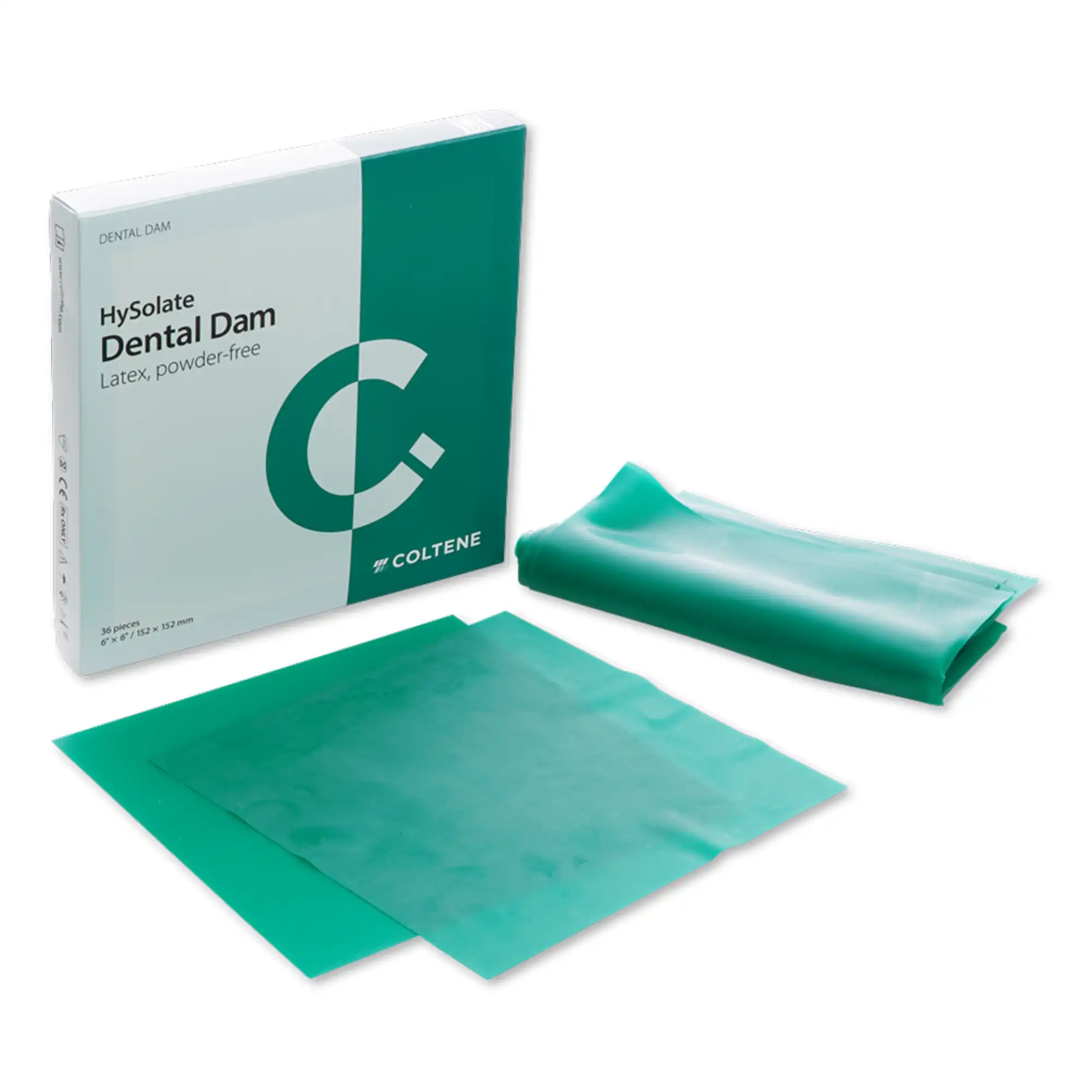 HySolate Latex Dental Dam, Green, Medium, 5" x 5", 52/Pk, 60034415