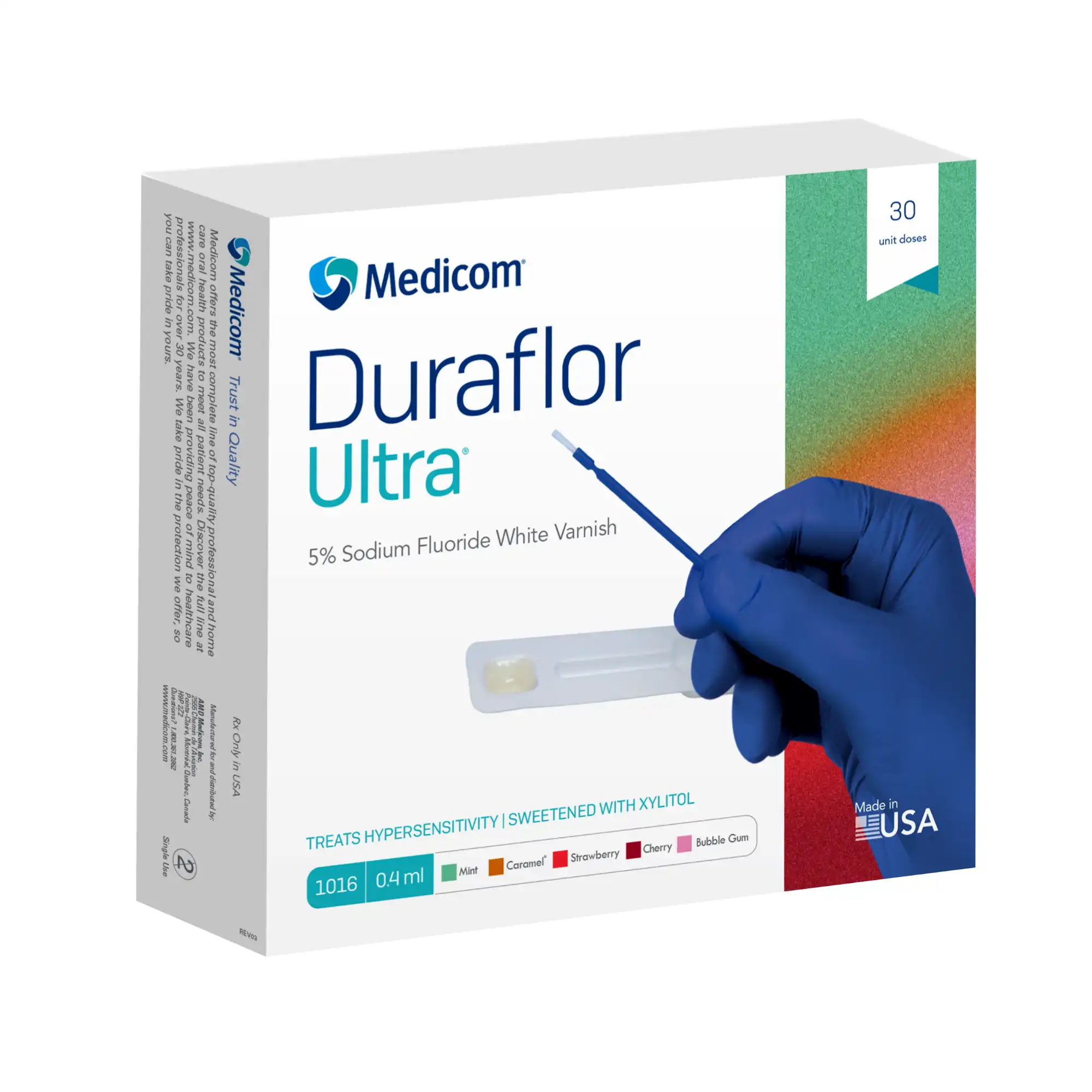 Duraflor Ultra 5% Sodium Fluoride White Varnish, 0.4 mL Unit Dose, Bubble Gum, 30/Box, 1016-BG30