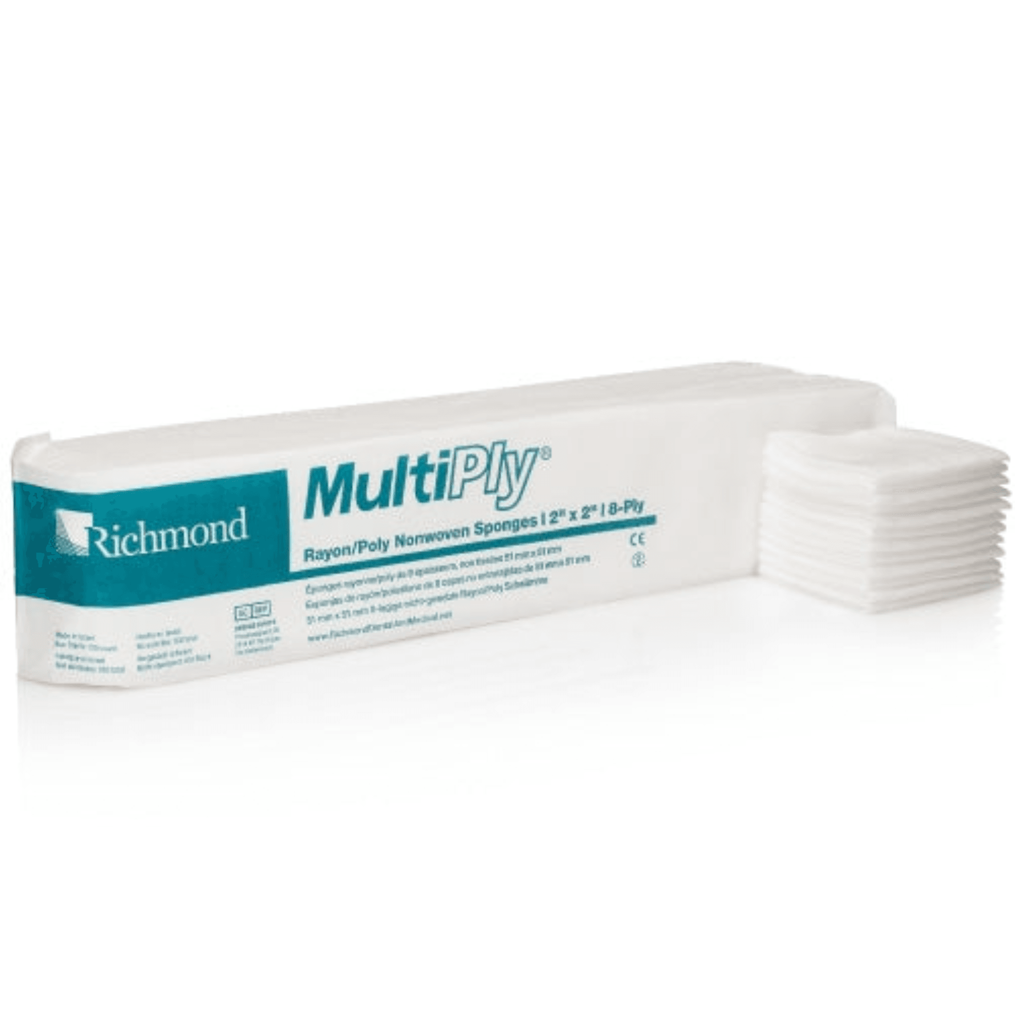 Richmond MultiPly Rayon/Poly Nonwoven Sponges, Non-Sterile, 2x2, 8-Ply, 3000/Case, 300637