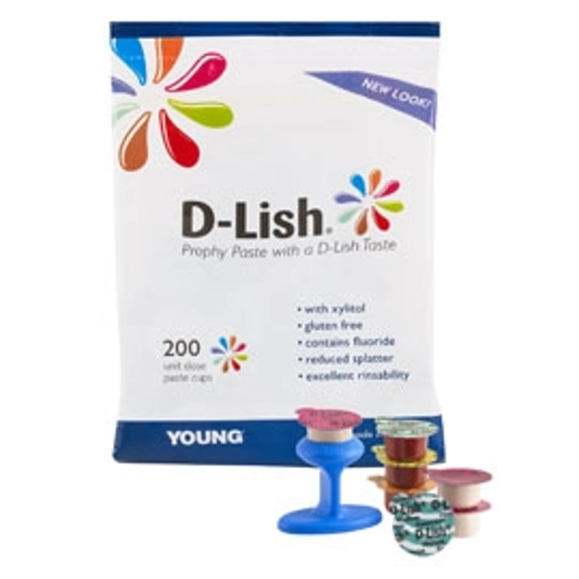 Young D-Lish Prophy Paste, Coarse, Cherry, 1.23% Fluoride & Xylitol, Gluten Free, Unit Dose Cups, 200/Box, 302020