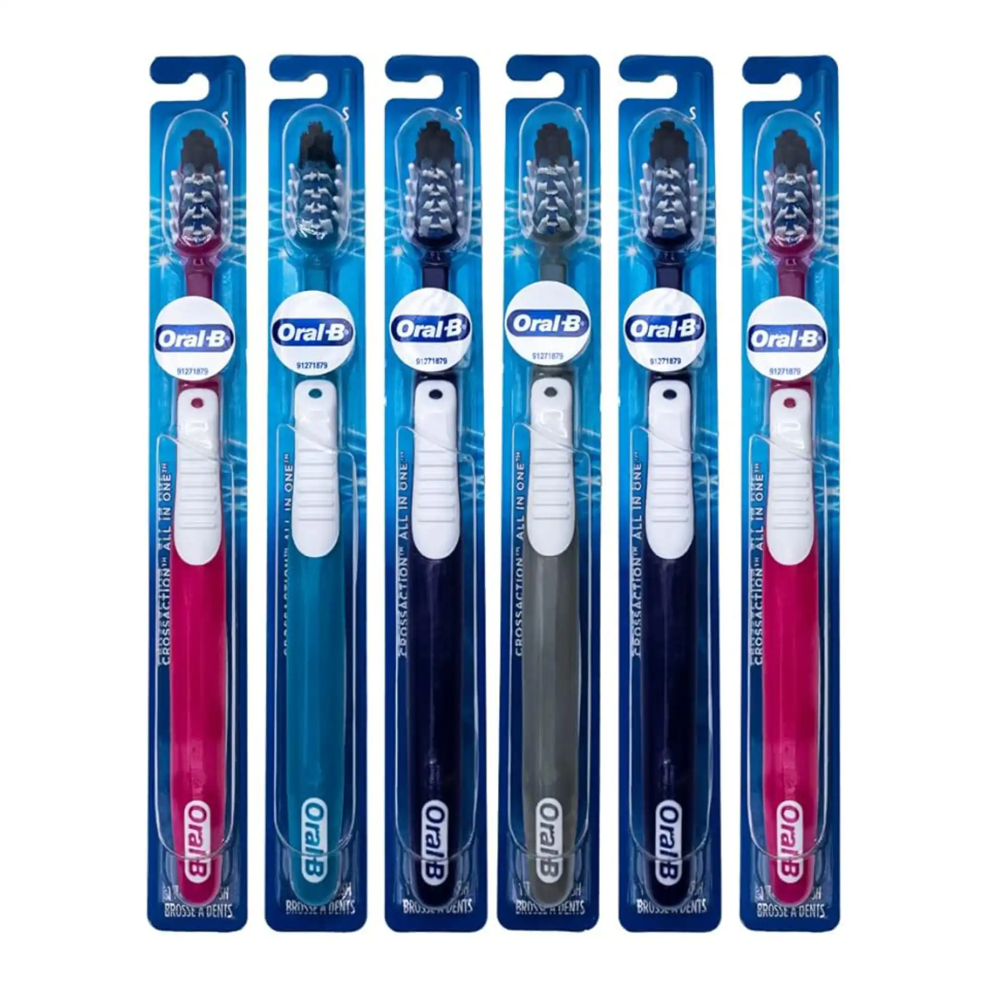Oral-B CrossAction All-in-One Toothbrush, Soft, Full Head, Assorted Colors, 12/Box, 80346055