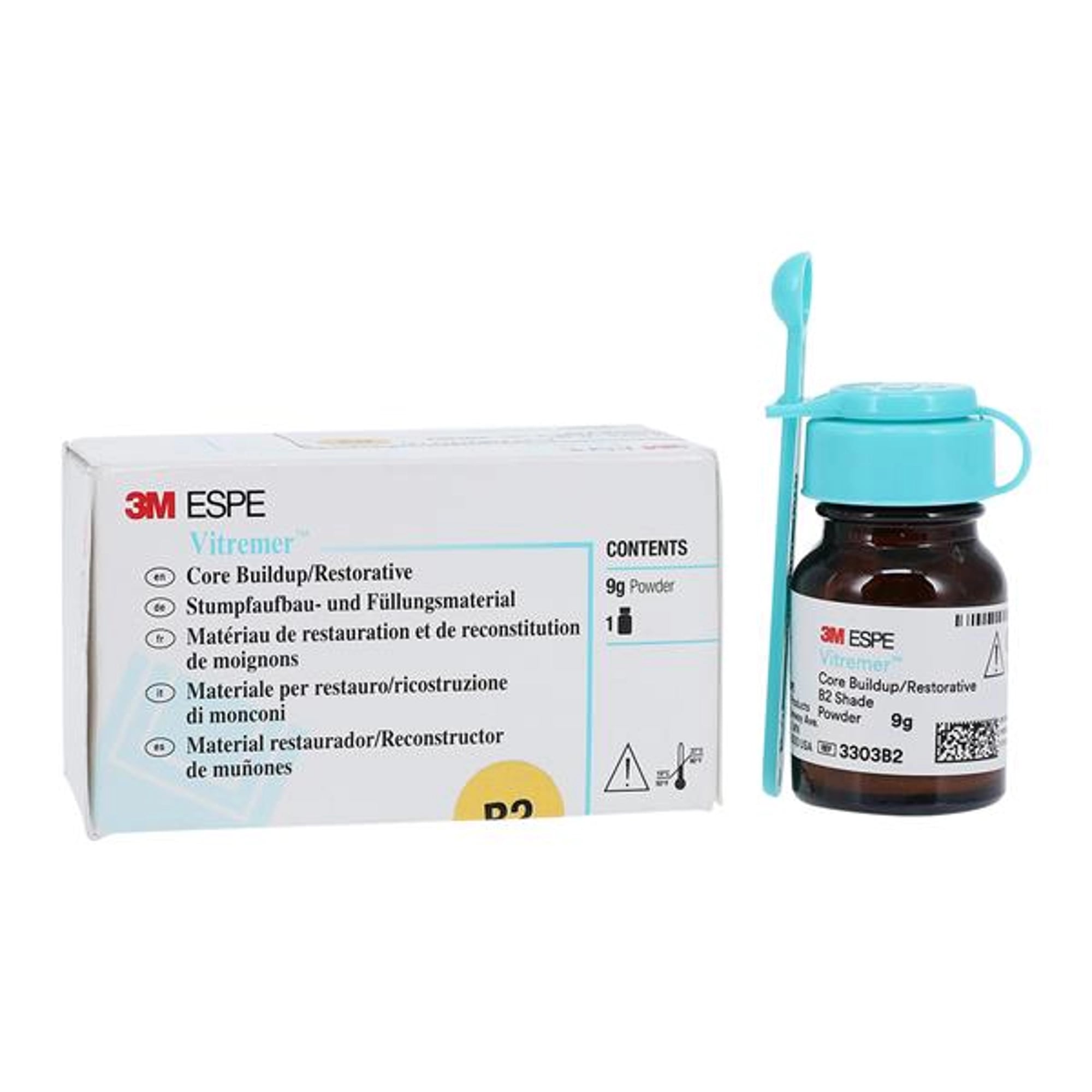 3M Vitremer Core Buildup/Restorative Powder Refill, Shade B2, 9 g, with Spoon, 3303B2