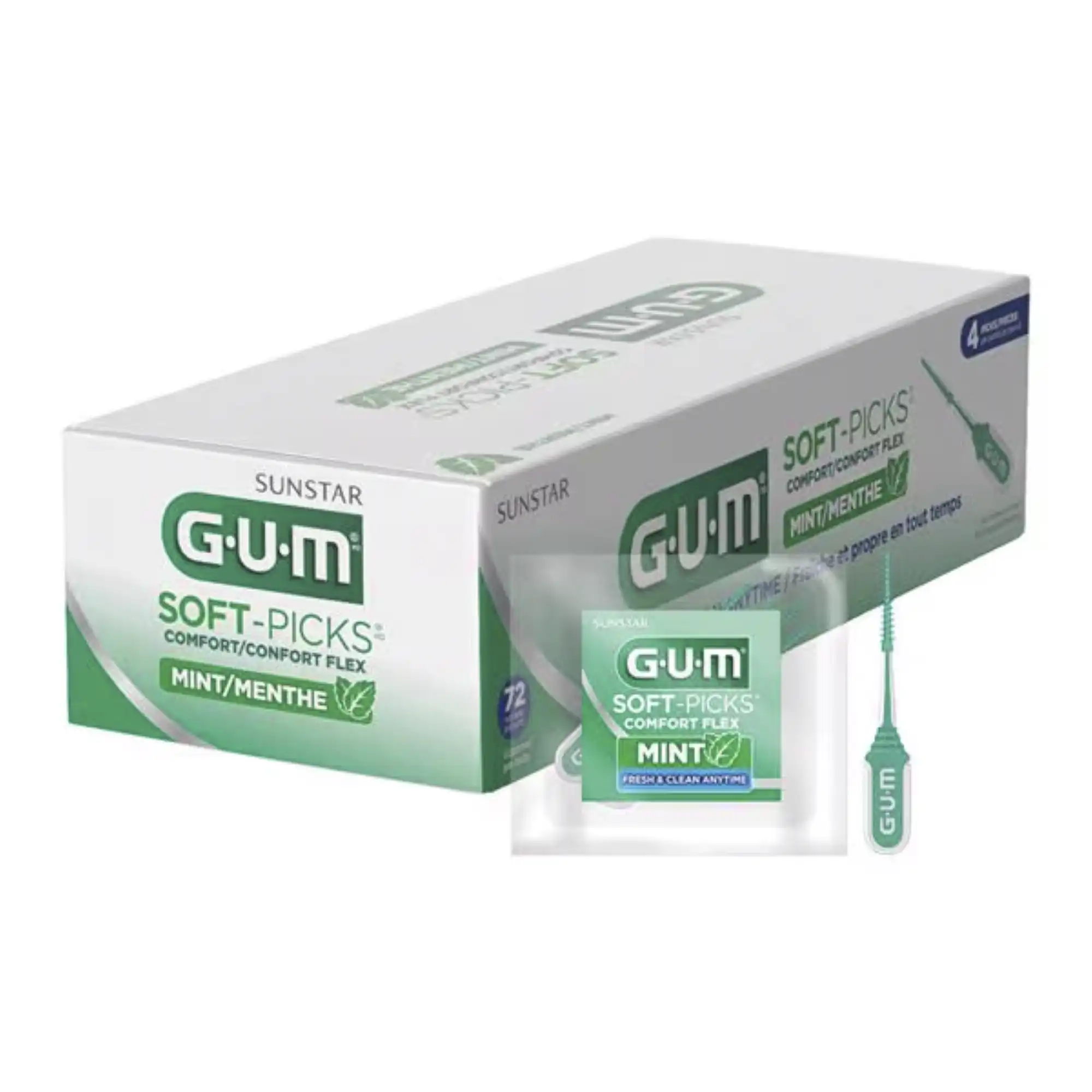 GUM Soft-Picks Comfort Flex Interdental Cleaners, Mint, 4 Picks per Pack, 72 Packs/Box, 670P